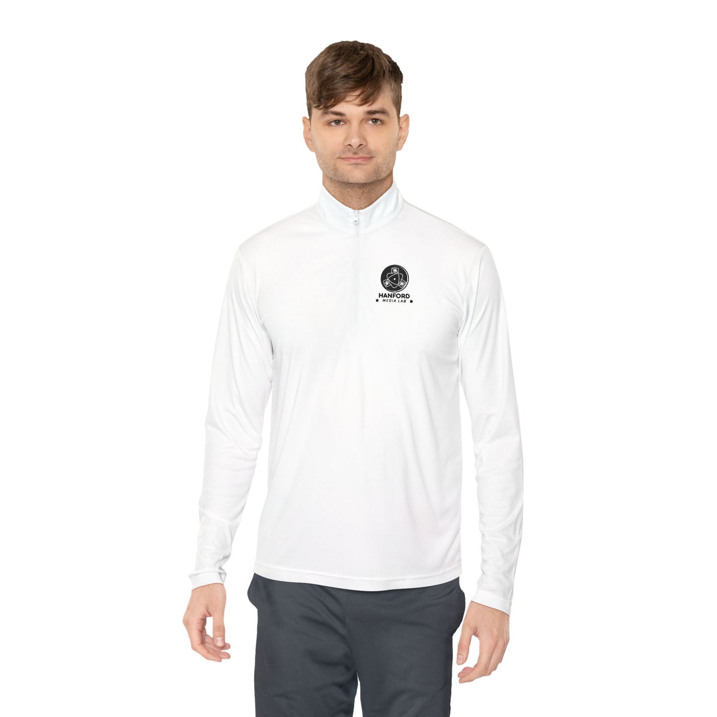 Skull Globe logo Quarter-Zip Pullover | Minimal Black Chest Print