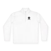Skull Globe logo Quarter-Zip Pullover | Minimal Black Chest Print