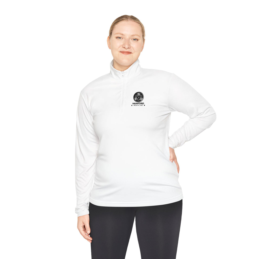 Skull Globe logo Quarter-Zip Pullover | Minimal Black Chest Print