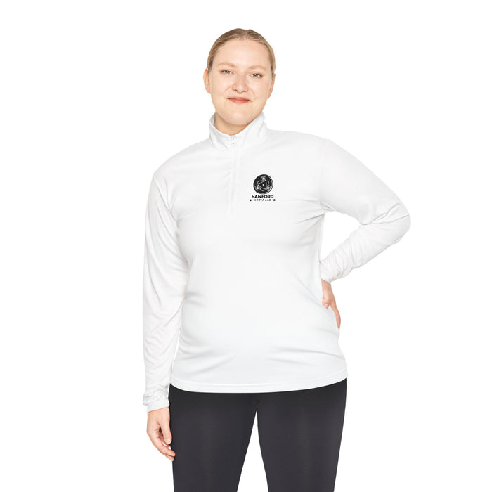 Skull Globe logo Quarter-Zip Pullover | Minimal Black Chest Print