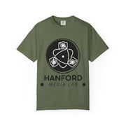 Hanford Media Lab Logo T-Shirt | Science Camera Atom Graphic